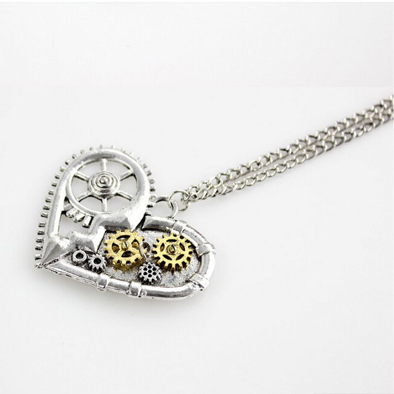 Великий кулон Серце-машина з шестірнями з металу, фото 1