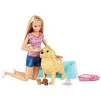 Ігровий набір Barbie лялька Барбі та Собака з новонародженими цуценятами FDD43, фото 3