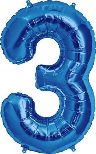 Куля цифра "3" синій (1 метр) флекс метал Фольга