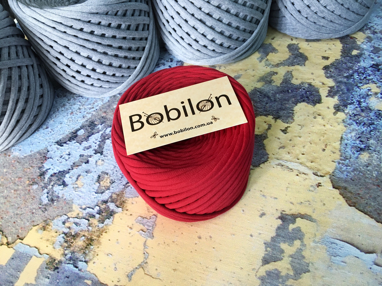 Пряжа трикотажна Bobilon Medium (7-9мм). Рубіновий 50м.