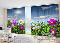 3D Фото Шторы "Полевые яркие цветы" 2,7*5,0м (2 полотна по 2,5м), тесьма