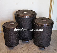 Набір відер із педаллю "Ажур" (6, 10, 16 л) Elif Plastik, Туреччина, коричнева
