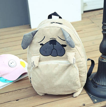 Шкільний тканинний рюкзак Лисиця \ Мопс, фото 1