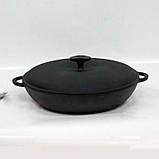 Сковорода чавунна (сотейник), d=200мм, h=54мм з чавунною кришкою, фото 7
