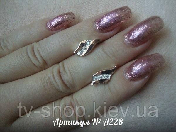 Сережки зі срібла із золотом A228, фото 1