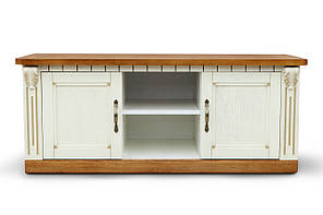 Тумба під ТВ Freedom масиву дерева вільха колір Горіх/Патина (Мікс-мебель ТМ) Слоновий пензлик/Горих/Патина золото