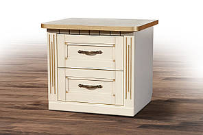 Приліжкова тумба Freedom масив дерева вільха колір Горіх/Патина (Мікс-меблі ТМ)