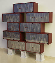 Шкаф модульный ШМ 94в для виниловых пластинок из фанерованного МДФ и мрамора