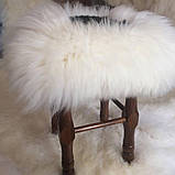 Накидка на табурет із овчини, біло-коричнева, фото 2