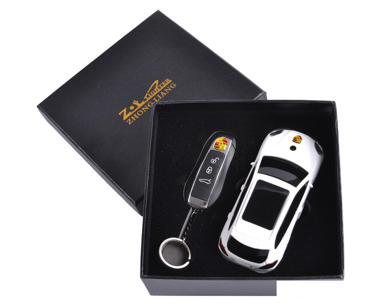 Сувенирная зажигалка + зажигалка-брелок Porsche Cayenne Белый - фото 1 - id-p583856929