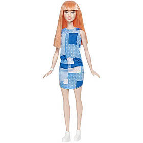 Лялька Барбі Модниця Barbie Fashionistas 60 Джинсовий печворк Висока DYY90