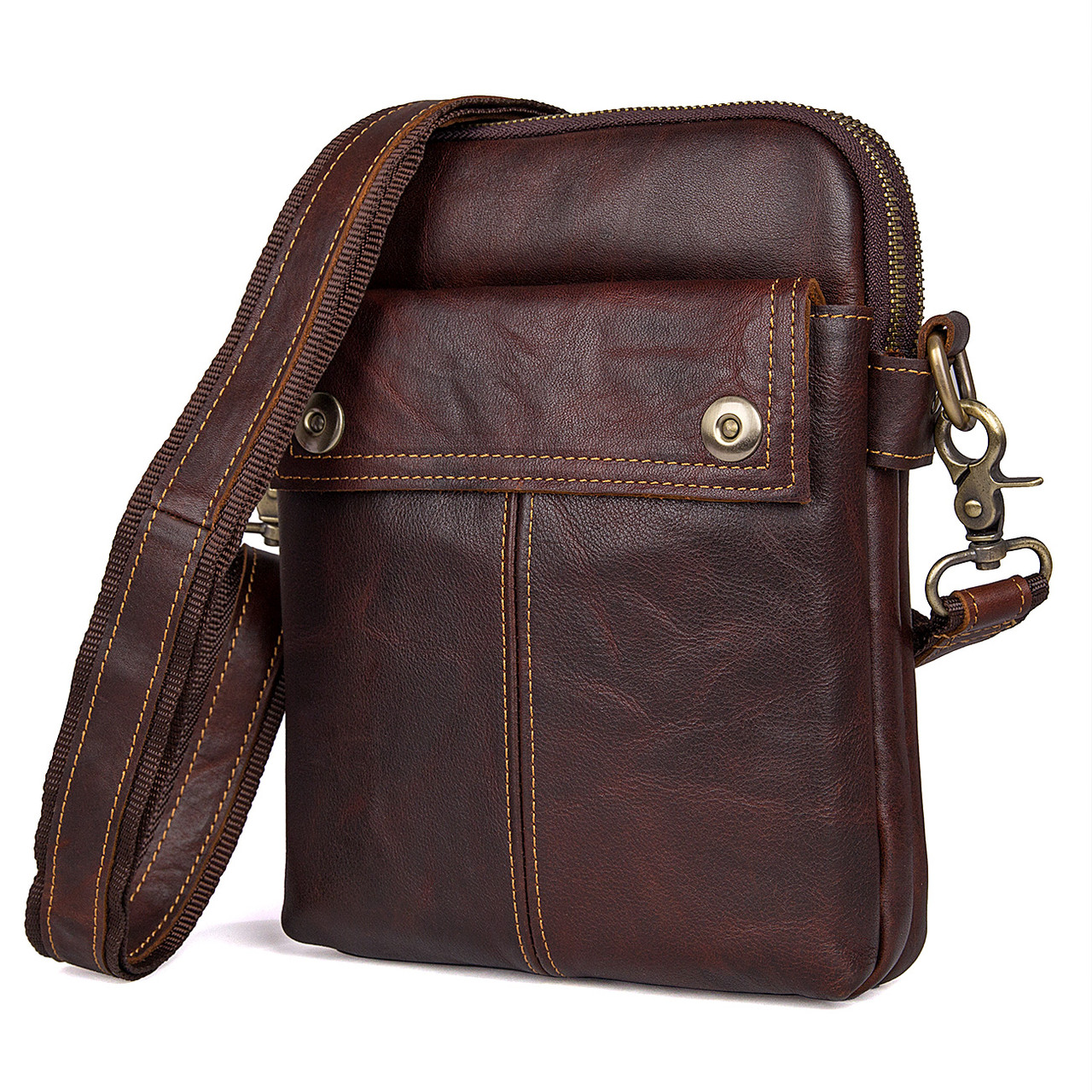 Чоловіча сумка "Cross Body-5X brown" з натуральної шкіри