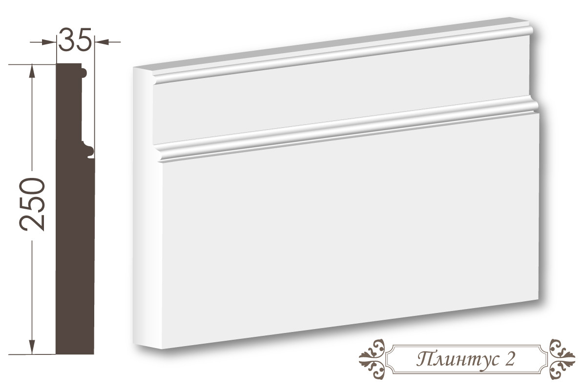 Декоративний плінтус, молдинг, фриз, тяга з гладким профілем з гіпсу 2 (Т-96), фото 1