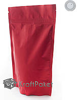 Пакет дой пак zip-замок 180*280 червоний (500г) з клапаном, Замок zip-lock, Металізована плівка всередині пакунка
