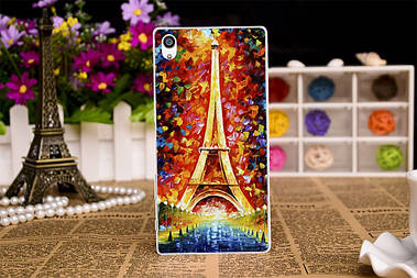 Силіконовий чохол для Sony XA F3111 F3113 F3115 F3112 F3116 з малюнком Ейфелева вежа фарбами