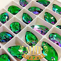Пришивные капли стекло Lux, цвет Green Volcano,11x18мм, 1шт