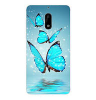 Чехол силиконовый бампер для Nokia 6 с рисунком Три бабочки