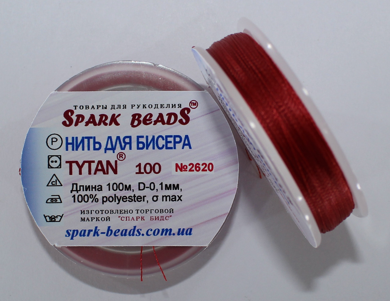 Нитка для бісеру TYTAN 100 No2620. Кармін 100 м