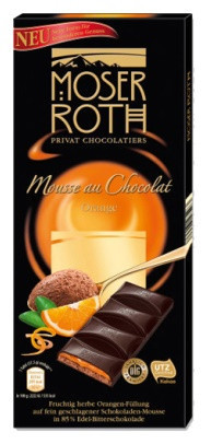 Шоколад чорний Moser Roth Mousse au Chocolat Orange з апельсином 150 г