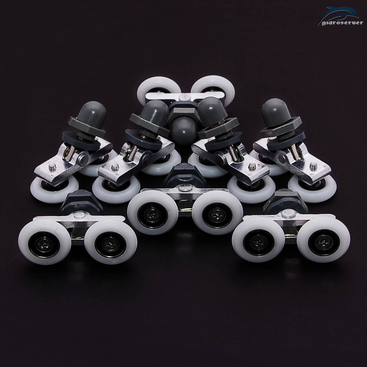 

Ролики для душевой кабины, гидробокса B-27B New комплект 8 штук., Серый