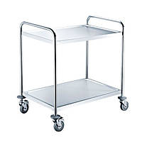 Візок сервірувальний на 2 полиці з нержавіючої сталі для ресторану готелю їдальні