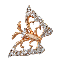 Серебряная подвеска с позолотой бабочка "034"