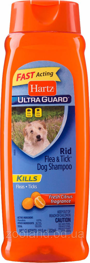 02299 Hartz Flea&Tick Rid Шампунь проти бліх і кліщів із цитрусом, 532 мл