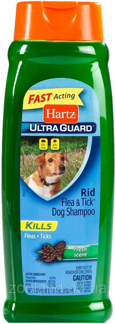 91858 Hartz Flea&Tick Rid Шампунь проти бліх і кліщів із хвойним ароматом, 532 мл