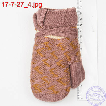 Оптом вязаные варежки для мальчиков на 1, 2, 3 года - №17-7-27, фото 2