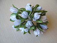 Тюльпаны из ткани белые 2 см - 20 шт..