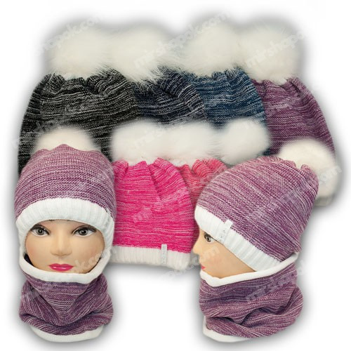 Вязаная шапка и шарф-хомут для девочки