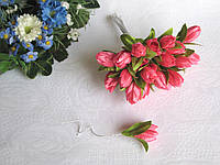 Тюльпаны из ткани ярко розовые 2 см, 20 шт