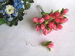 Тюльпани з тканини яскраво рожеві 2 см, 20 шт.