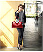Жіноча бордова сумка, яскрава стильна з шкіри PU, фото 3