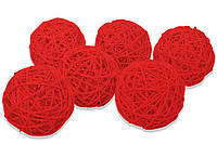 Ротанговый шарик 5 см, красный