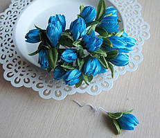 Тюльпани з тканини бірюзові 2 см, 20 шт.