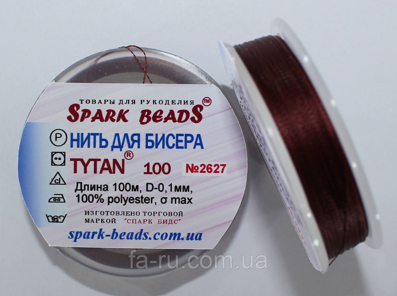 Нитка для бісеру TYTAN 100 No2627. Коричнево-бордовий 100 м