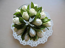 Тюльпани з тканини молочні 2 см