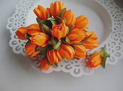 Тюльпани з тканини жовтогарячі 2 см — 20 шт., 28 грн