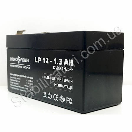 LogicPower LP 12V 1.3Ah — 12 В — 1,3 А/год — кислотний акумулятор для металошукача, фото 1