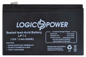 LogicPower LPM 12 V 7.5 Ah — 12 В — 7,5 А/год — кислотний акумулятор для сигналізації