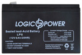 LogicPower LPM 12 V 8.0 Ah — 12 В — 8,0 А/год — кислотний акумулятор для дитячої машинки, сигналізації, ваг