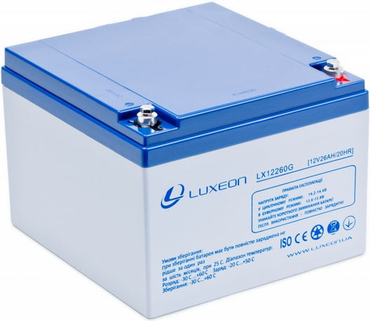 LUXEON LX1226G — 12 В — 26 А·год — гелевий акумулятор для котла