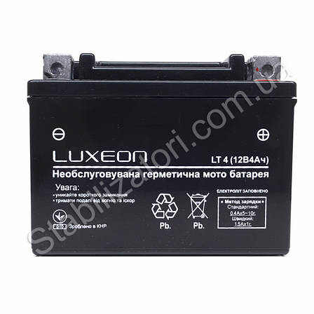 LUXEON LT-4-12V-4 AH — 12 В — 4 А/год — акумулятор для скутера, мопеда, мотоцикла, фото 2