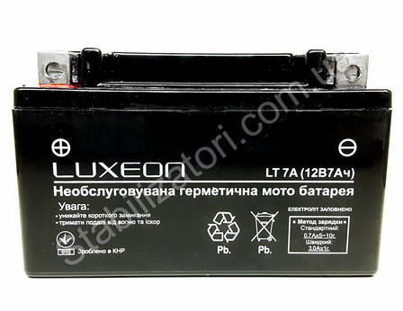 LUXEON LT7A-12V-7 AH — 12 В — 7 А/год — акумулятор для скутера, мопеда, мотоцикла, фото 1