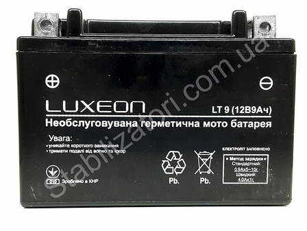 LUXEON LT9-12V-9 AH — 12 В — 9 А/год — акумулятор для скутера, мопеда, мотоцикла, фото 1