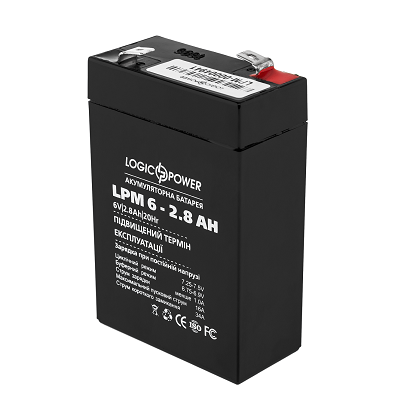 LogicPower LPM-6-2.8 AH - 6В - 2,8 А/год - кислотний акумулятор, фото 1