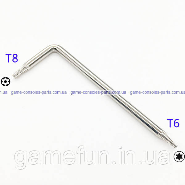 Xbox One, PS4, PS3, Xbox 360 Г-подібний ключ Torx T6, T8 Інструмент, фото 1