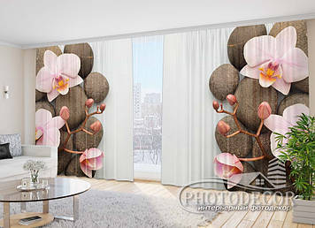 Фото Штори "Камені і орхідеї" 2,7м*2,9м (2 полотна по 1,45м), тасьма