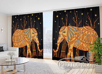 Фото Штори "Африканські слони" 2,7м*4,0м (2 полотна по 2,0м), тасьма